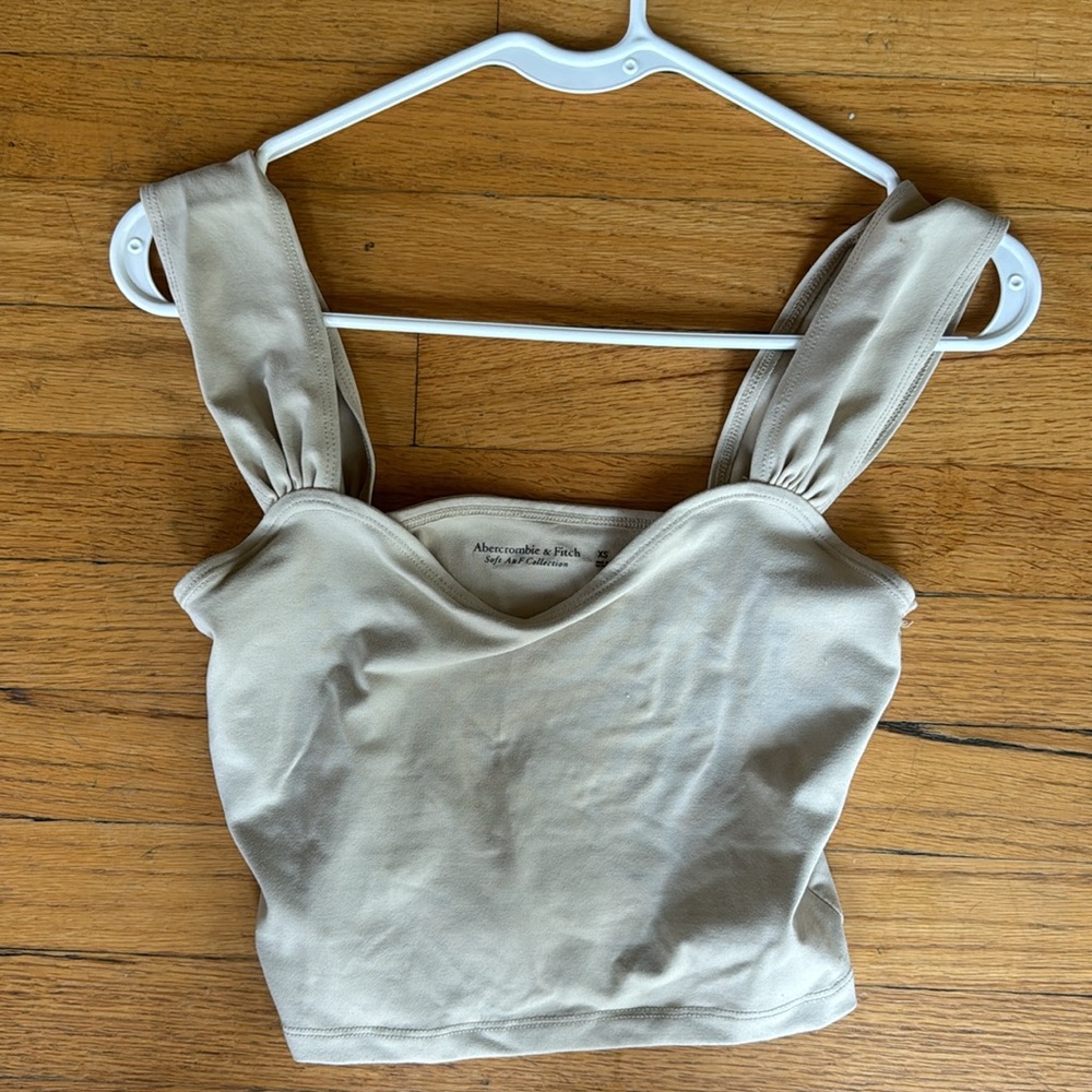 Abercrombie & Fitch Neutral tan crop top